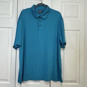 🖤 Ben Hogan Blue and White Striped Polo Golf Shirt Collared Shirt - 2XL